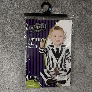 Spirit Beetlejuice Costume Boys 6-12 Months Black Striped Jumpsuit Halloween New